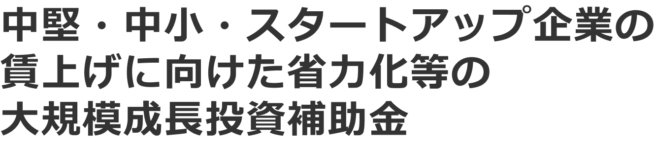 中堅・中小・スタートアップ企業の賃上げに向けた省力化等の大規模成長投資補助金